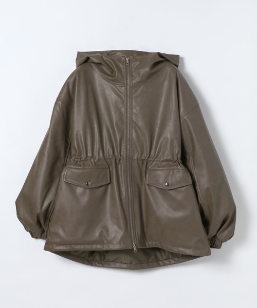 JEANASIS（ジーナシス）の「レザーパファーフードブルゾン/634608（ブルゾン・レディース・ブラック/ブラウン/オフホワイト・FREE）」の5枚目の写真