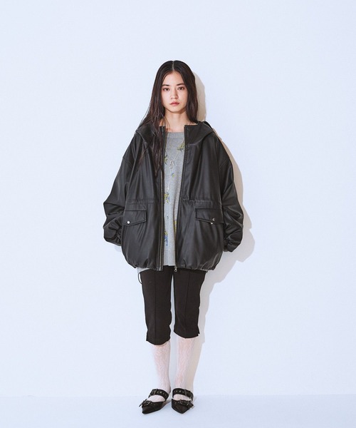 レザーパファーフードブルゾン/634608（ブルゾン）｜JEANASIS