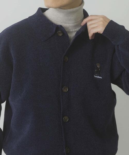 ITEMS URBANRESEARCH（アイテムズ アーバンリサーチ）の「Teddy Bear Wフェイスニットシャツカーディガン（カーディガン/ボレロ・メンズ・オフホワイト/モカ/ネイビー・LARGE/MEDIUM）」の14枚目の写真