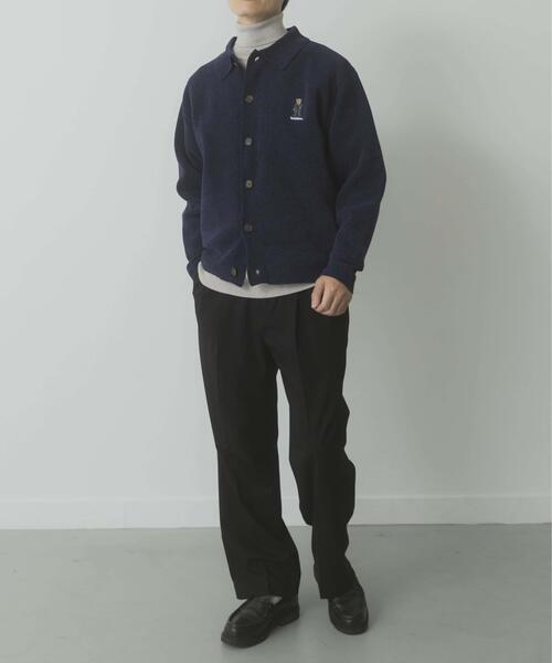 ITEMS URBANRESEARCH（アイテムズ アーバンリサーチ）の「Teddy Bear Wフェイスニットシャツカーディガン（カーディガン/ボレロ・メンズ・オフホワイト/モカ/ネイビー・LARGE/MEDIUM）」の9枚目の写真