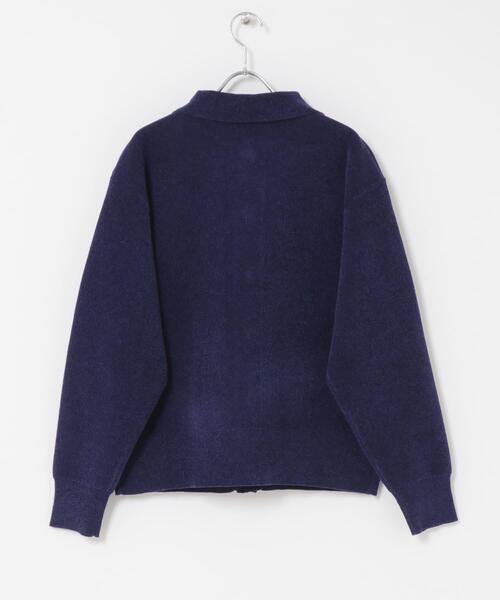 ITEMS URBANRESEARCH（アイテムズ アーバンリサーチ）の「Teddy Bear Wフェイスニットシャツカーディガン（カーディガン/ボレロ・メンズ・オフホワイト/モカ/ネイビー・LARGE/MEDIUM）」の5枚目の写真