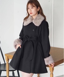 tiptop | ファーティペットミドル丈フレアコート(ステンカラーコート)