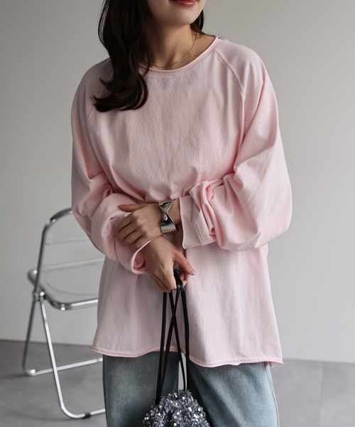 ap retro(アプレトロ)の「ソフトリラックス ボリュームスリーブロンTee / 大人カジュアルトップス(Tシャツ/カットソー・レディース・ブラック/オフホワイト/イエロー/ミント/ピンク・FREE)」の5枚目の写真