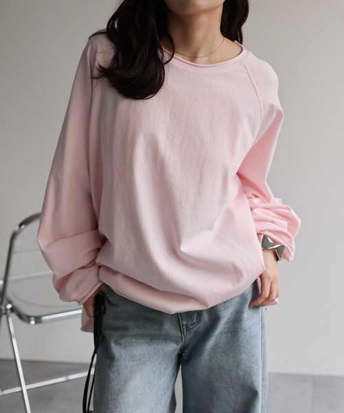 ap retro(アプレトロ)の「ソフトリラックス ボリュームスリーブロンTee / 大人カジュアルトップス(Tシャツ/カットソー・レディース・ブラック/オフホワイト/イエロー/ミント/ピンク・FREE)」の19枚目の写真
