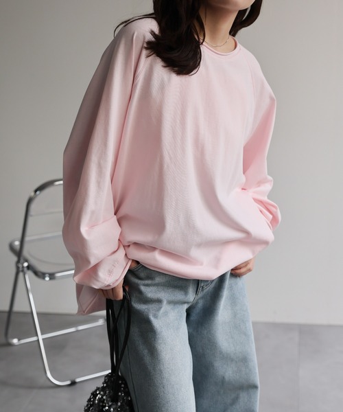 ap retro(アプレトロ)の「ソフトリラックス ボリュームスリーブロンTee / 大人カジュアルトップス(Tシャツ/カットソー・レディース・ブラック/オフホワイト/イエロー/ミント/ピンク・FREE)」の20枚目の写真