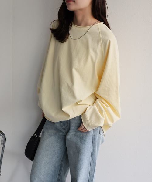 ap retro(アプレトロ)の「ソフトリラックス ボリュームスリーブロンTee / 大人カジュアルトップス(Tシャツ/カットソー・レディース・ブラック/オフホワイト/イエロー/ミント/ピンク・FREE)」の10枚目の写真