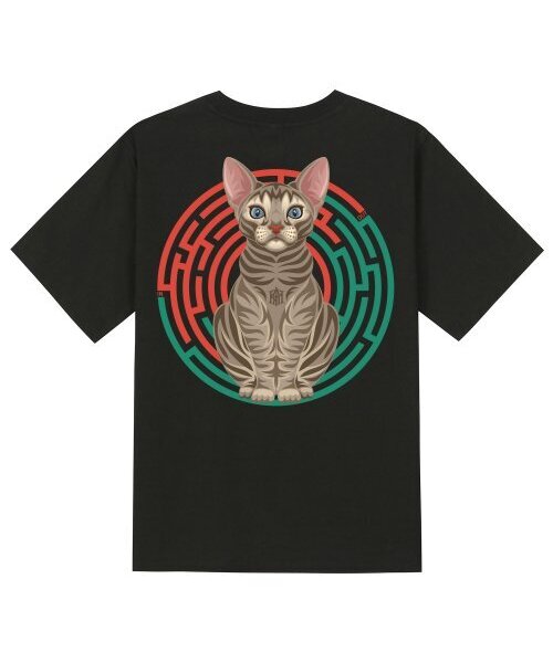 KAN6312(カン6312)の「KTB0040 スフィンクスキャット 半袖Tシャツ - ブラック(Tシャツ/カットソー・メンズ・その他・LARGE/MEDIUM/SMALL/X-LARGE)」の1枚目の写真