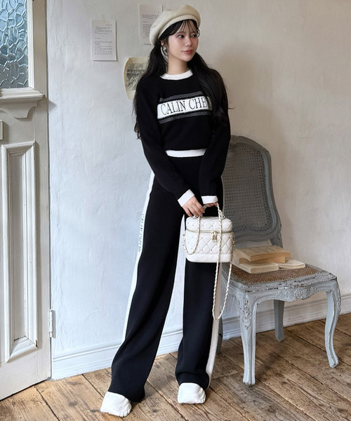 ROYAL PARTY（ロイヤルパーティー）の「アソートジャガードニットワイドパンツ（その他パンツ・レディース・ベージュ/ブラック/その他・FREE）」の3枚目の写真