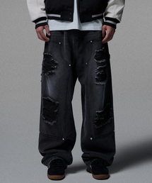 NOT4NERD | Destroyed Double Knee Carpenter Pants - Black(デニムパンツ)