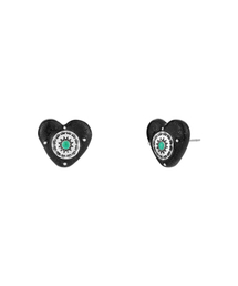 totem heart earrings-black