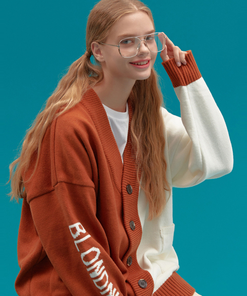 BLOND9(ブロンドナイン)の「インターシャハーフハーフニットカーディガン_キャラメル(カーディガン/ボレロ・レディース・その他・X-SMALL/LARGE/MEDIUM/SMALL/X-LARGE)」の4枚目の写真