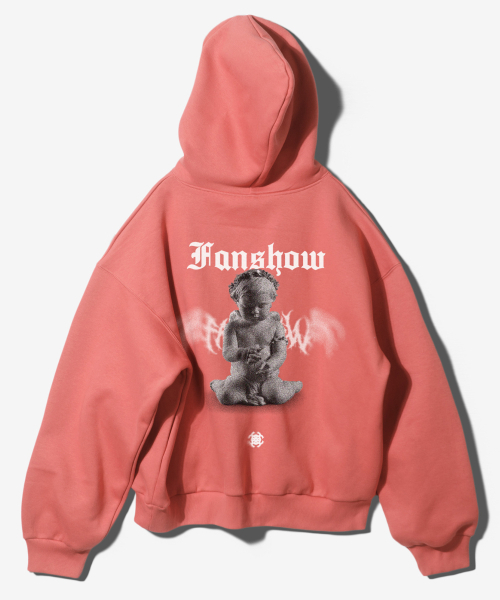 DEMONIC ANGEL over fit double jersey hoodie — красное оверсайз‑худи