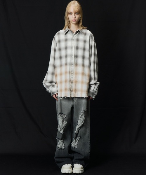 AIVER（アイバー）の「AIVER　グラデーションブリーチオンブレチェックシャツ（シャツ/ブラウス・メンズ・オフホワイト/その他・LARGE/MEDIUM/SMALL）」の14枚目の写真