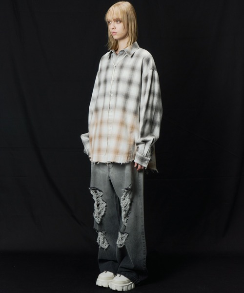 AIVER（アイバー）の「AIVER　グラデーションブリーチオンブレチェックシャツ（シャツ/ブラウス・メンズ・オフホワイト/その他・LARGE/MEDIUM/SMALL）」の10枚目の写真