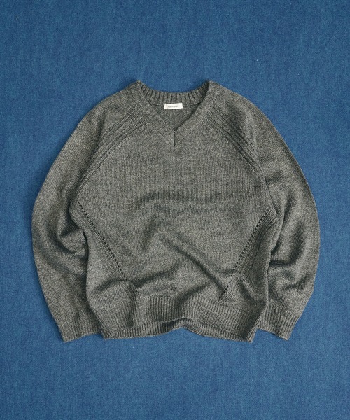 セール】Panel Stitch V-Neck Knit / ラグランVネックニット（ニット