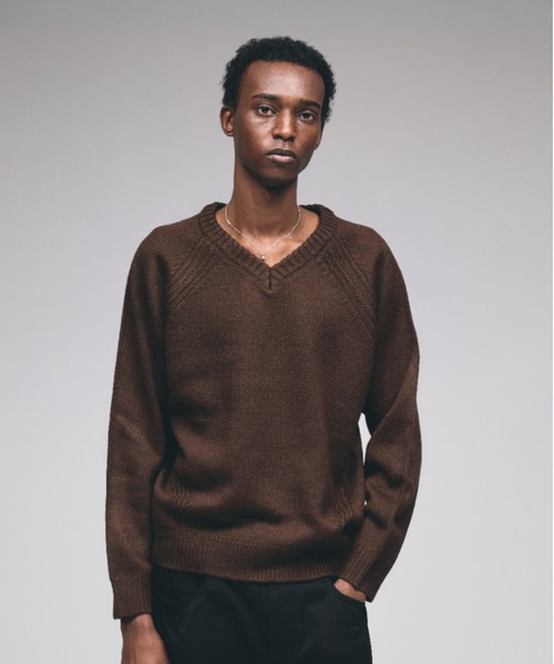 セール】Panel Stitch V-Neck Knit / ラグランVネックニット（ニット