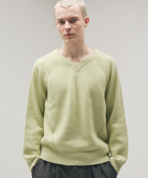 セール】Panel Stitch V-Neck Knit / ラグランVネックニット（ニット