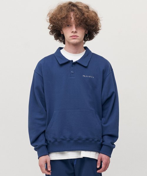 RC polo collar mtm (cobalt blue) — свитшот с воротником поло, кобальтовый