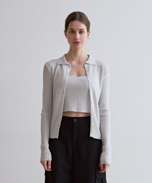 ODER（オディエール）の「[SET]_Metal collar cardigan + sleeveless - gray metal（カーディガン/ボレロ）」