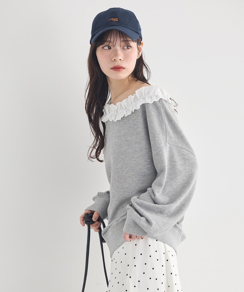 earth music&ecology(アースミュージックアンドエコロジー)の「【2026SS】フリルオフショルウラケスウェット(スウェット・レディース・杢グレー/ブラック/ホワイト系その他・FREE)」の13枚目の写真