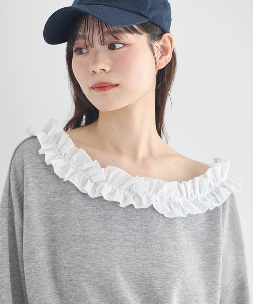 earth music&ecology(アースミュージックアンドエコロジー)の「【2026SS】フリルオフショルウラケスウェット(スウェット・レディース・杢グレー/ブラック/ホワイト系その他・FREE)」の20枚目の写真