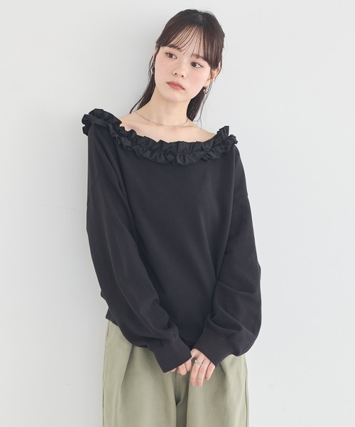 earth music&ecology(アースミュージックアンドエコロジー)の「【2026SS】フリルオフショルウラケスウェット(スウェット・レディース・杢グレー/ブラック/ホワイト系その他・FREE)」の22枚目の写真