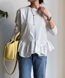 DouDou | 裾異素材切替フリルカットソー(Tシャツ/カットソー)