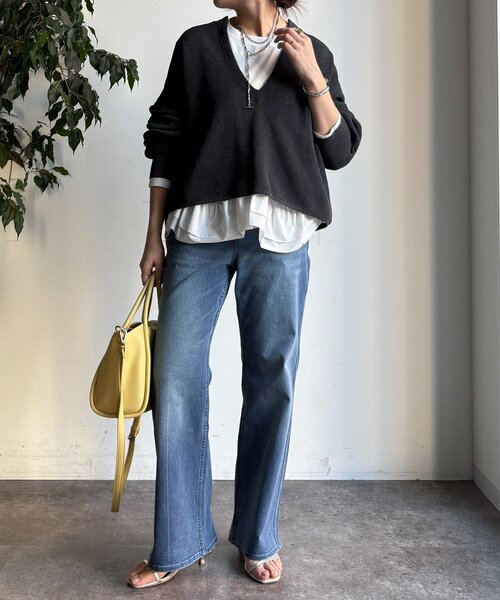 DouDou(ドゥドゥ)の「裾異素材切替フリルカットソー(Tシャツ/カットソー・レディース・ブラック/オフホワイト・FREE)」の15枚目の写真