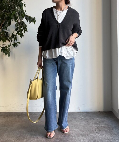 DouDou(ドゥドゥ)の「裾異素材切替フリルカットソー(Tシャツ/カットソー・レディース・ブラック/オフホワイト・FREE)」の17枚目の写真