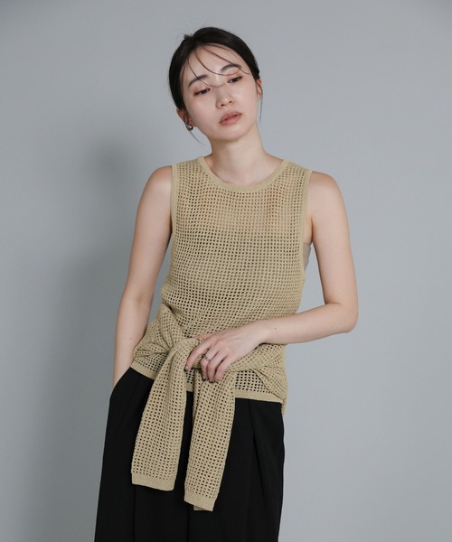 select MOCA Et(セレクトモカエト)の「【Et】Mesh Knit Tank Top(ニット/セーター・レディース・ブラウン/ベージュ/ブラック・FREE)」の1枚目の写真