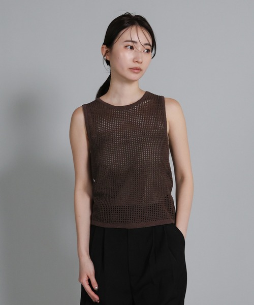 select MOCA Et(セレクトモカエト)の「【Et】Mesh Knit Tank Top(ニット/セーター・レディース・ブラウン/ベージュ/ブラック・FREE)」の7枚目の写真