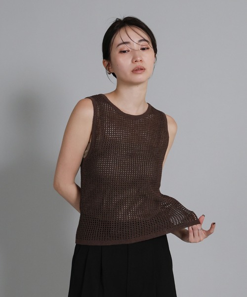 select MOCA Et(セレクトモカエト)の「【Et】Mesh Knit Tank Top(ニット/セーター・レディース・ブラウン/ベージュ/ブラック・FREE)」の14枚目の写真