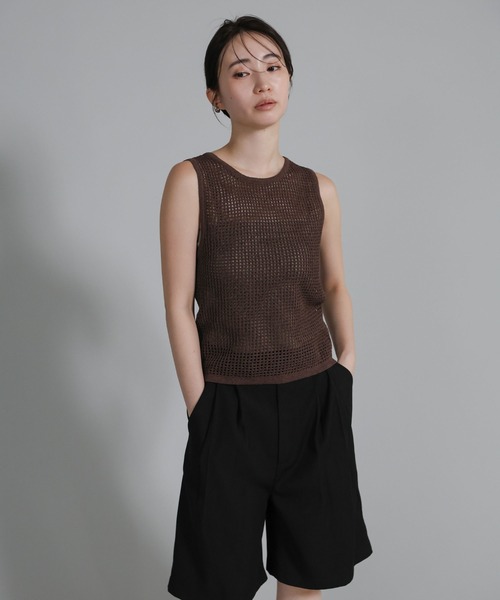 select MOCA Et(セレクトモカエト)の「【Et】Mesh Knit Tank Top(ニット/セーター・レディース・ブラウン/ベージュ/ブラック・FREE)」の12枚目の写真