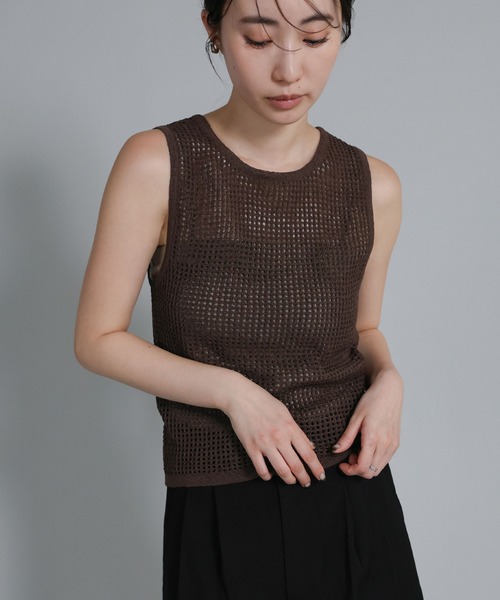 select MOCA Et(セレクトモカエト)の「【Et】Mesh Knit Tank Top(ニット/セーター・レディース・ブラウン/ベージュ/ブラック・FREE)」の11枚目の写真