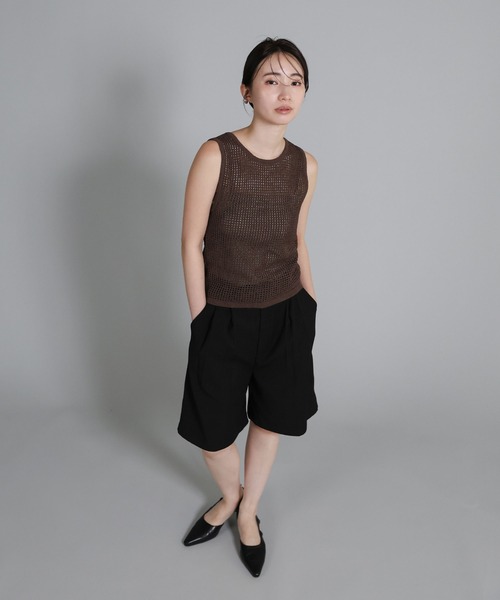 select MOCA Et(セレクトモカエト)の「【Et】Mesh Knit Tank Top(ニット/セーター・レディース・ブラウン/ベージュ/ブラック・FREE)」の4枚目の写真