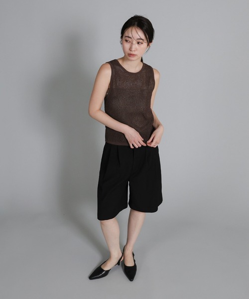 select MOCA Et(セレクトモカエト)の「【Et】Mesh Knit Tank Top(ニット/セーター・レディース・ブラウン/ベージュ/ブラック・FREE)」の10枚目の写真