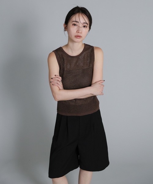 select MOCA Et(セレクトモカエト)の「【Et】Mesh Knit Tank Top(ニット/セーター・レディース・ブラウン/ベージュ/ブラック・FREE)」の8枚目の写真