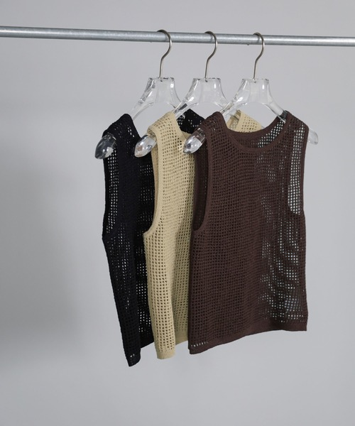select MOCA Et(セレクトモカエト)の「【Et】Mesh Knit Tank Top(ニット/セーター・レディース・ブラウン/ベージュ/ブラック・FREE)」の19枚目の写真