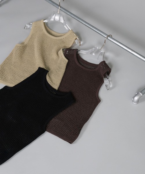 select MOCA Et(セレクトモカエト)の「【Et】Mesh Knit Tank Top(ニット/セーター・レディース・ブラウン/ベージュ/ブラック・FREE)」の20枚目の写真