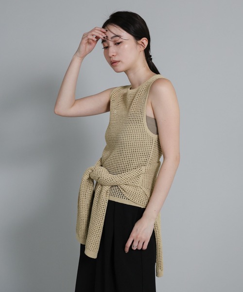 select MOCA Et(セレクトモカエト)の「【Et】Mesh Knit Tank Top(ニット/セーター・レディース・ブラウン/ベージュ/ブラック・FREE)」の22枚目の写真