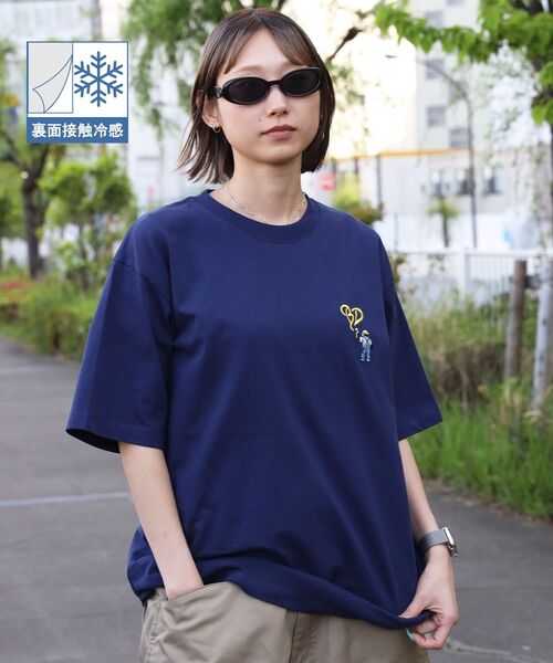 BEN DAVIS(ベンデイビス)の「【BEN DAVIS(ベンデイビス)】GORILLA EMB COOL TEE / Tシャツ 接触冷感 半袖 クルーネック ワンポイント 刺繍 ワンポイント(Tシャツ/カットソー・メンズ・ネイビー/ベージュ/ホワイト/ブラック・X-LARGE/LARGE/MEDIUM)」の1枚目の写真