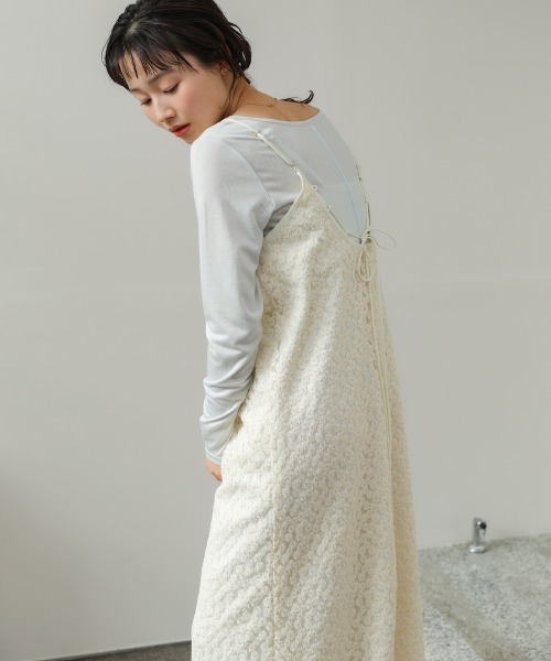 Bab(バブ)の「【選べるサイズ展開】刺繍フラワーキャミワンピース(ワンピース・レディース・アイボリー/ブラック/イエロー/グリーン・S/M)」の5枚目の写真