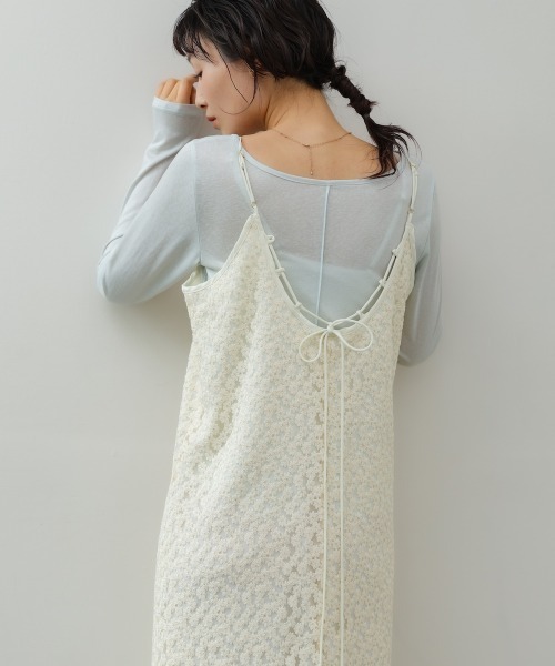 Bab(バブ)の「【選べるサイズ展開】刺繍フラワーキャミワンピース(ワンピース・レディース・アイボリー/ブラック/イエロー/グリーン・S/M)」の9枚目の写真