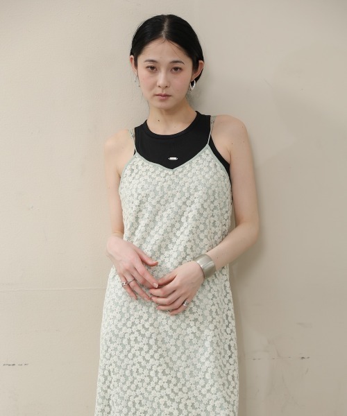 セール】【選べるサイズ展開】刺繍フラワーキャミワンピース