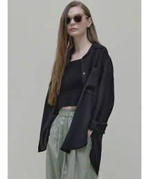 See Through Unbalance Shirt - black