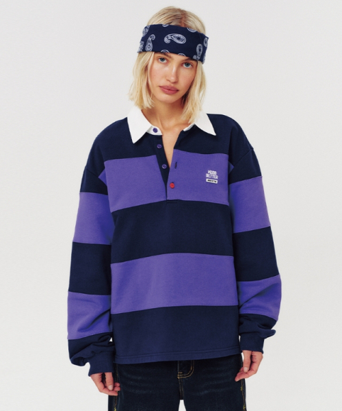 MOODBETTER（ムード ベター）の「48 COLLEGE STRIPE RUGBY SHIRT PURPLE（スウェット・レディース・その他・FREE）」の3枚目の写真