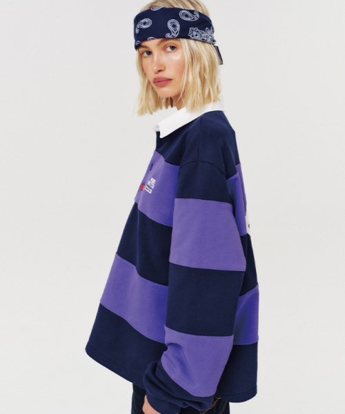 MOODBETTER（ムード ベター）の「48 COLLEGE STRIPE RUGBY SHIRT PURPLE（スウェット・レディース・その他・FREE）」の4枚目の写真