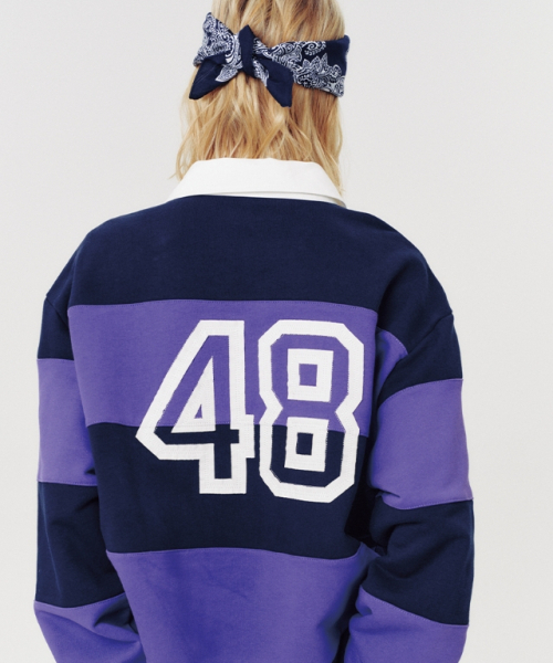 MOODBETTER（ムード ベター）の「48 COLLEGE STRIPE RUGBY SHIRT PURPLE（スウェット・レディース・その他・FREE）」の5枚目の写真