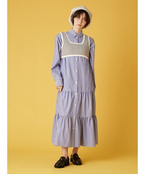 FURFUR（ファーファー）の「ベストレイヤードシャツワンピース（ワンピース・レディース・ピンク/ホワイト/ブルー・F）」の4枚目の写真