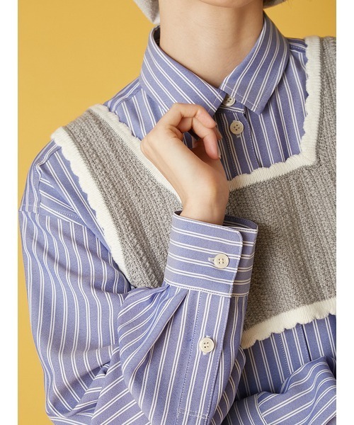 FURFUR（ファーファー）の「ベストレイヤードシャツワンピース（ワンピース・レディース・ピンク/ホワイト/ブルー・F）」の7枚目の写真